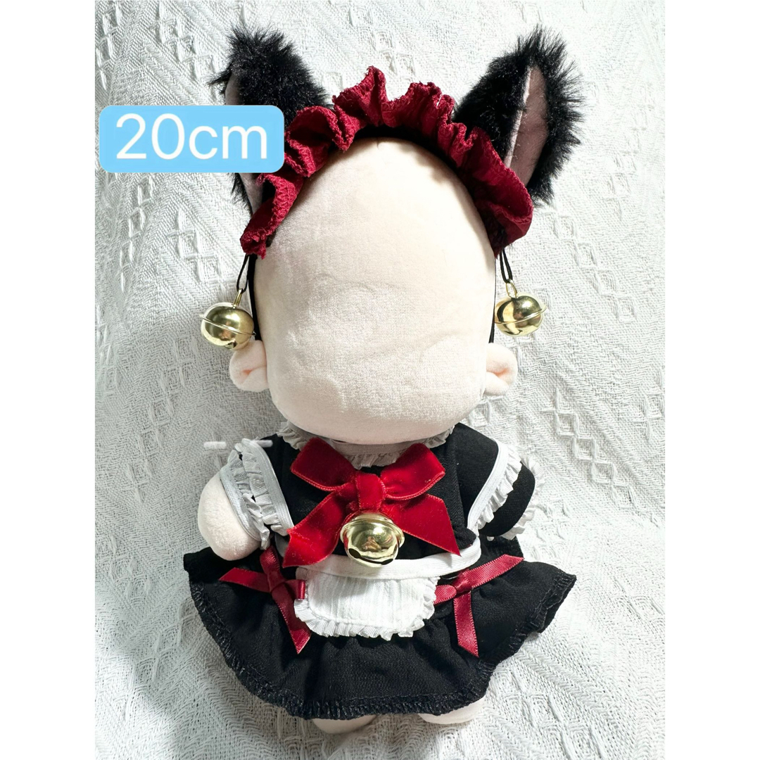20cmぬい服 着せ替え お洋服 メイド風セット（猫耳＋鈴付き）の通販 by