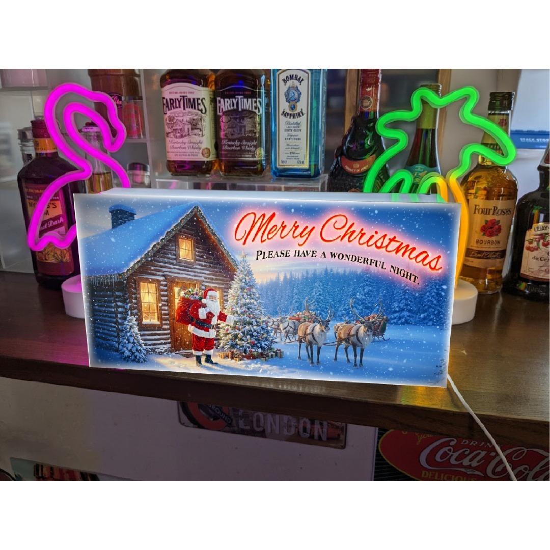 メリークリスマス サンタクロース プレゼント 看板 置物 雑貨 ライト