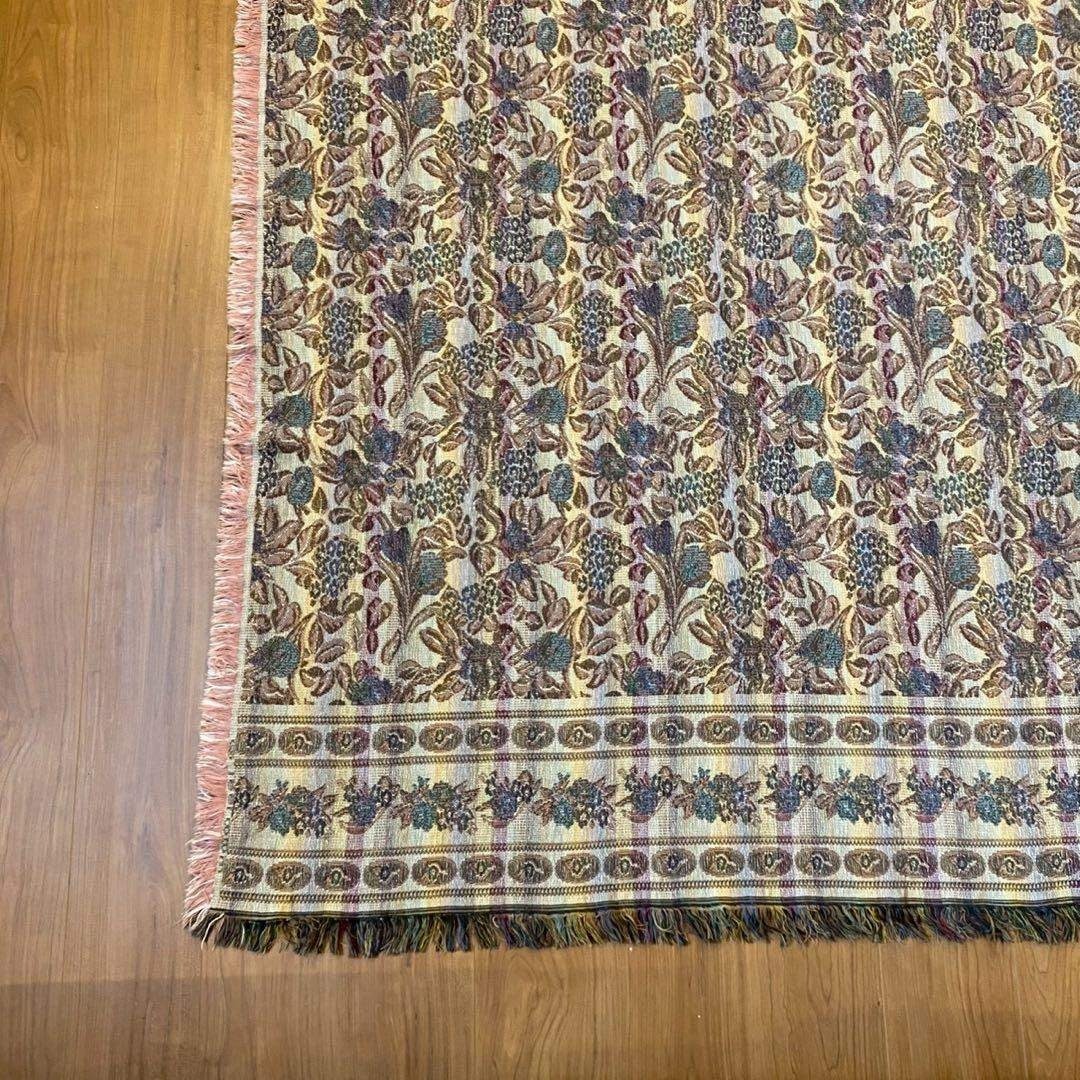VINTAGE - 【美品】ゴブラン織 花柄 ヴィンテージラグ 両面配色 168