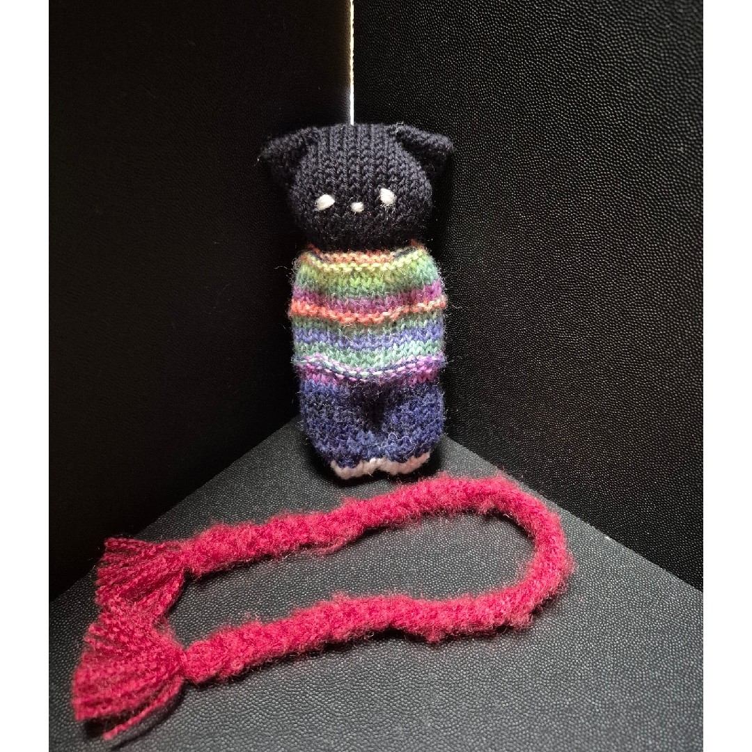 ハンドメイド 黒猫 あみぐるみ もふもふマフラー付きの通販 by サビ猫