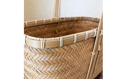 竹工芸品 網代編み手提げ 竹細工 バスケット かご 和風 手作り 工芸品