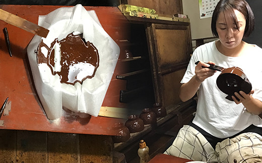 ☆優工房 漆藤波 まえじゅう漆器 花器 手作り 本うるし 置物 ☆優工房