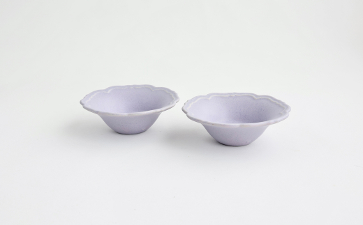Awabi ware】輪花小鉢 ペアセット（パープル×2） 《決済から3ヶ月前後