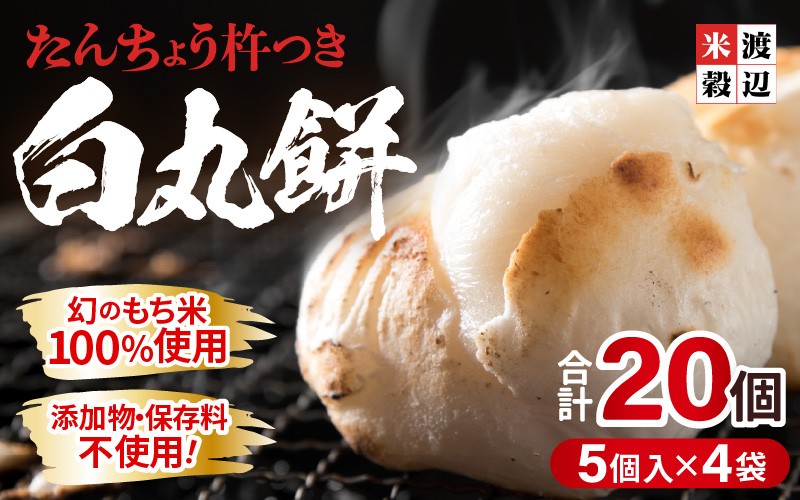 丸もち たんちょう杵つき「白丸餅」5個 × 4パック 計20個 特別栽培もち