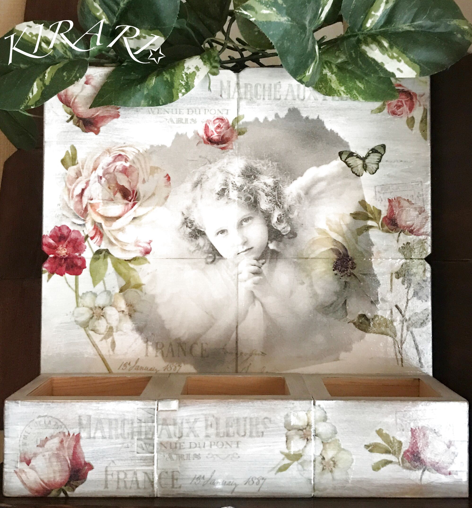 簡単DIY&デコパージュ❣️廃材をアンティーク風壁飾りにリメイク