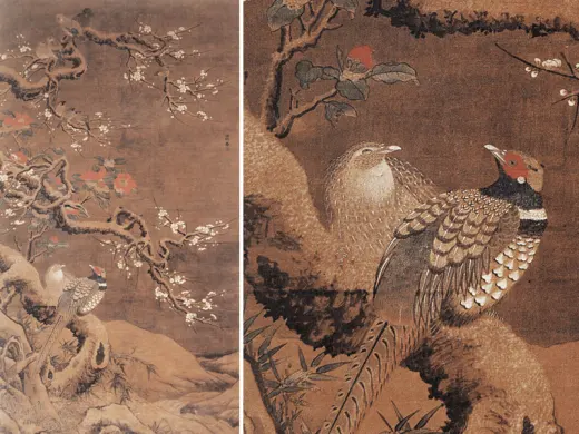 吕纪工笔重彩花鸟画《桂菊山禽图》轴- 国画作品高清大图下载- 集古作网