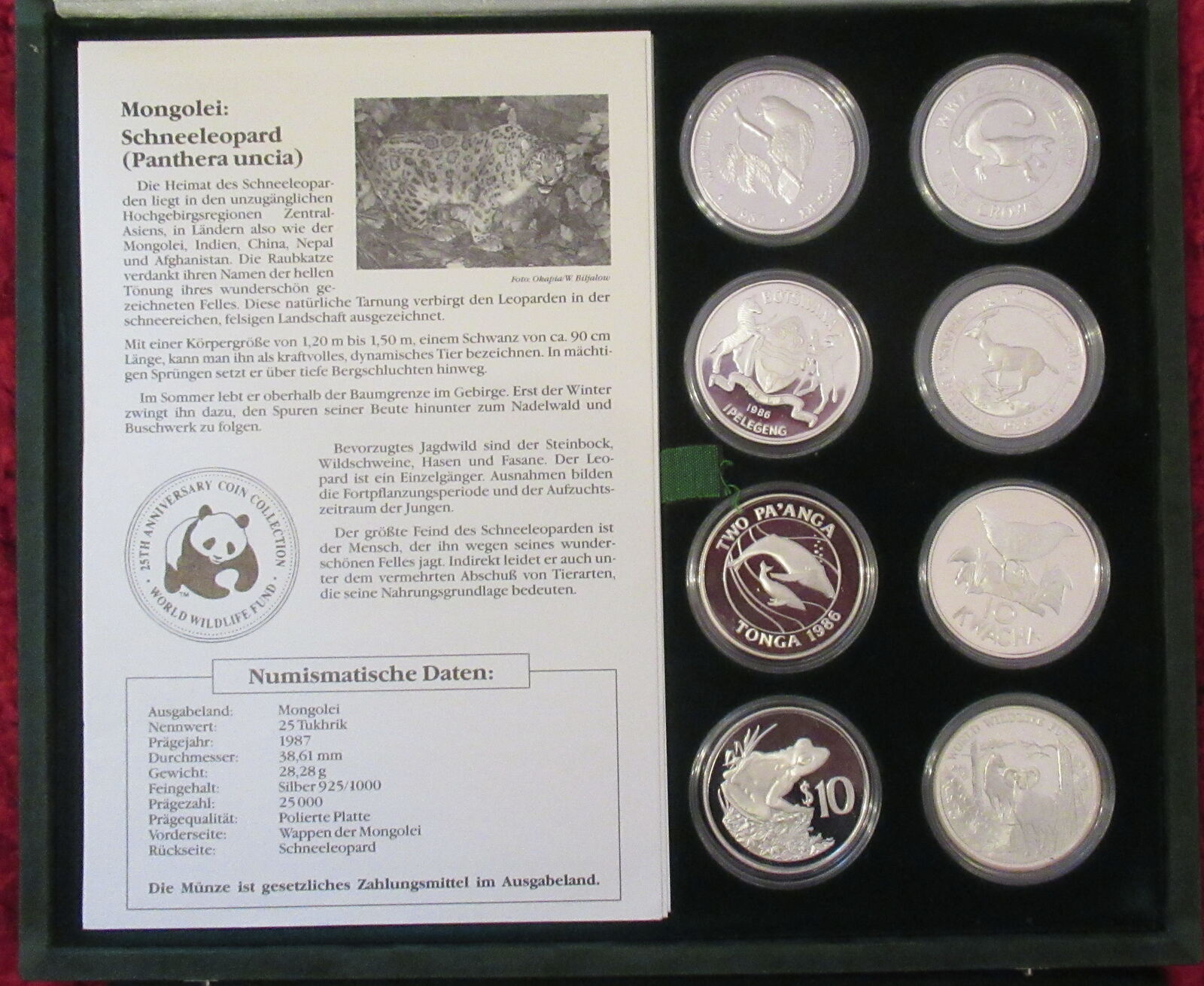 WWF 1987 World Wildlife Fund. 25th Anniversary Coin Collection