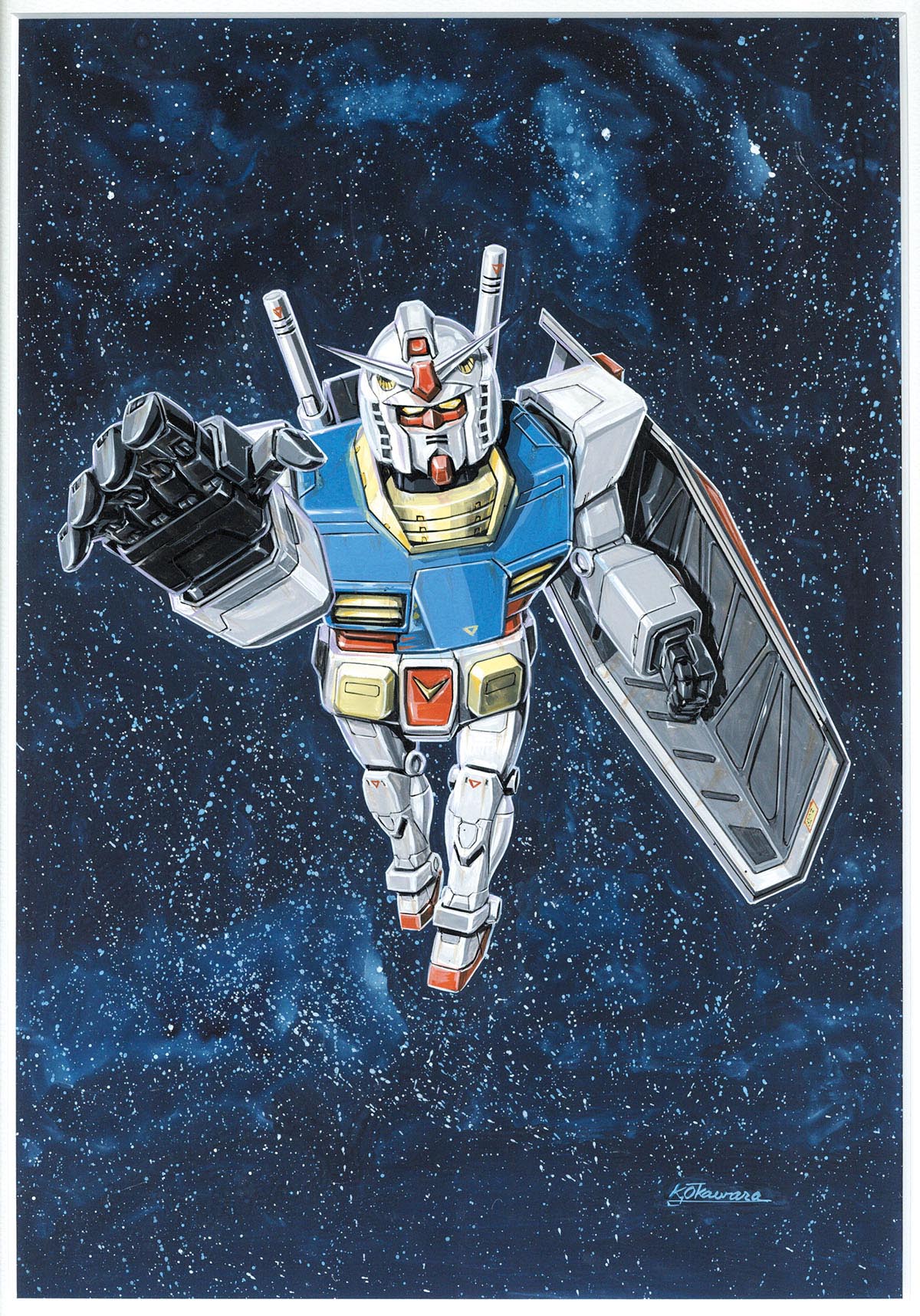 大河原邦男直筆カラーイラスト「機動戦士ガンダム」