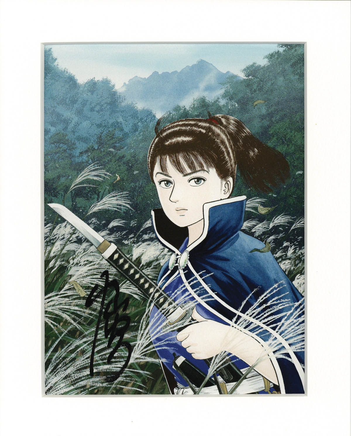 3603] 小山ゆう 直筆サイン入りカラー複製イラスト「あずみ」
