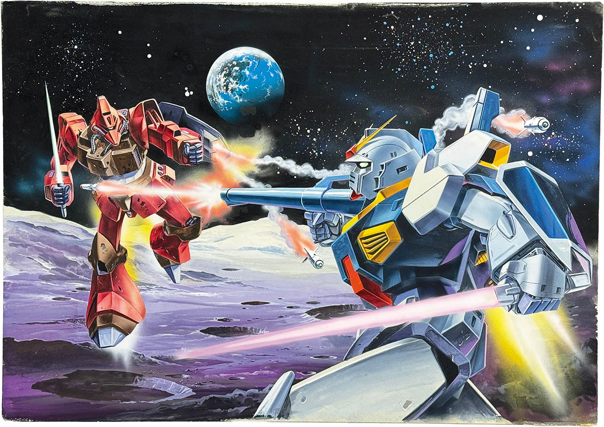 3091] 岡崎甫雄 直筆カラーイラスト 「機動戦士Zガンダム」 ガンダムMk