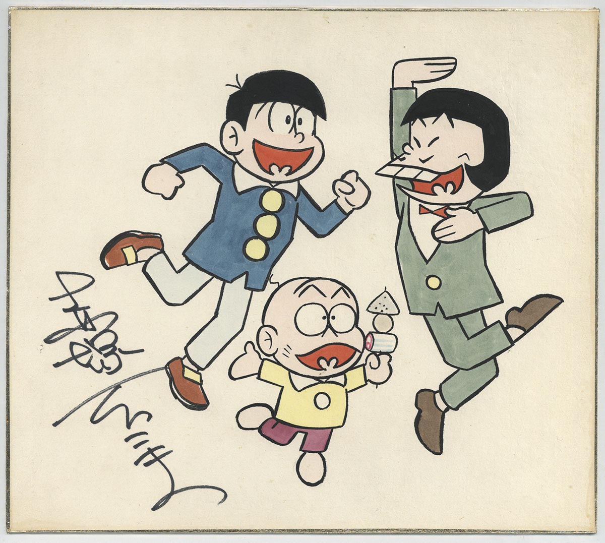 赤塚不二夫直筆カラー色紙「おそ松くん」