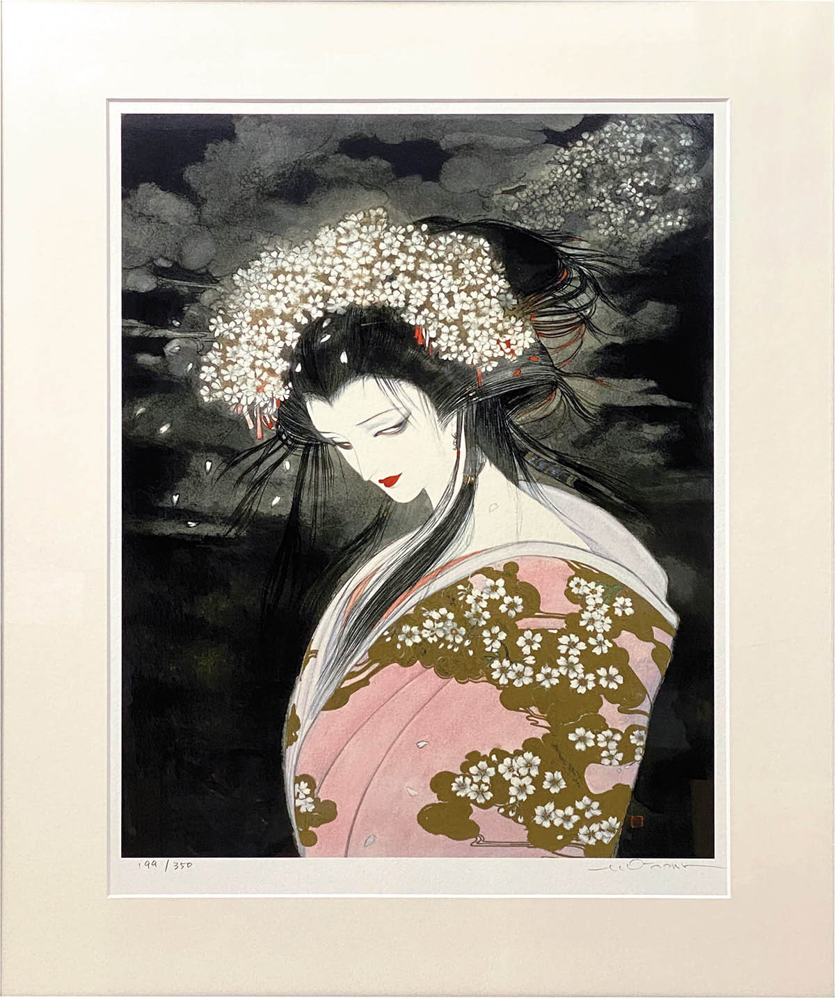 天野喜孝 「桜姫」 ミクスドメディア 直筆サイン・エディション・作品