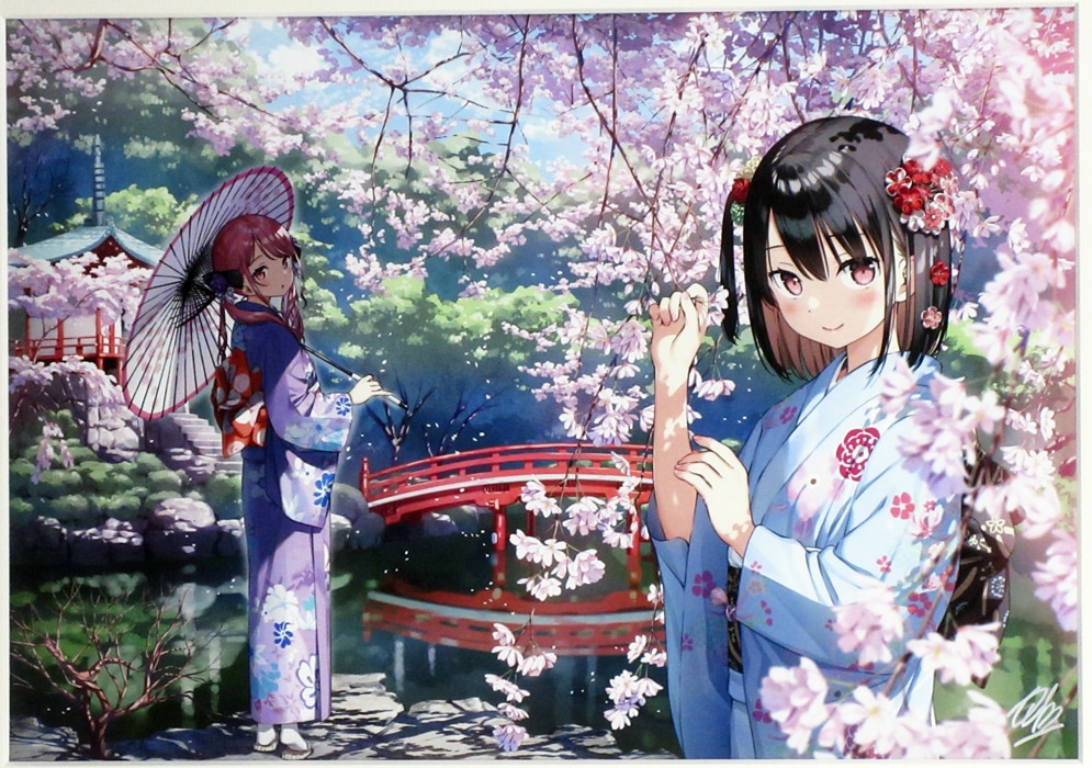 カントク 直筆サイン入りカラー複製イラスト「花の時」