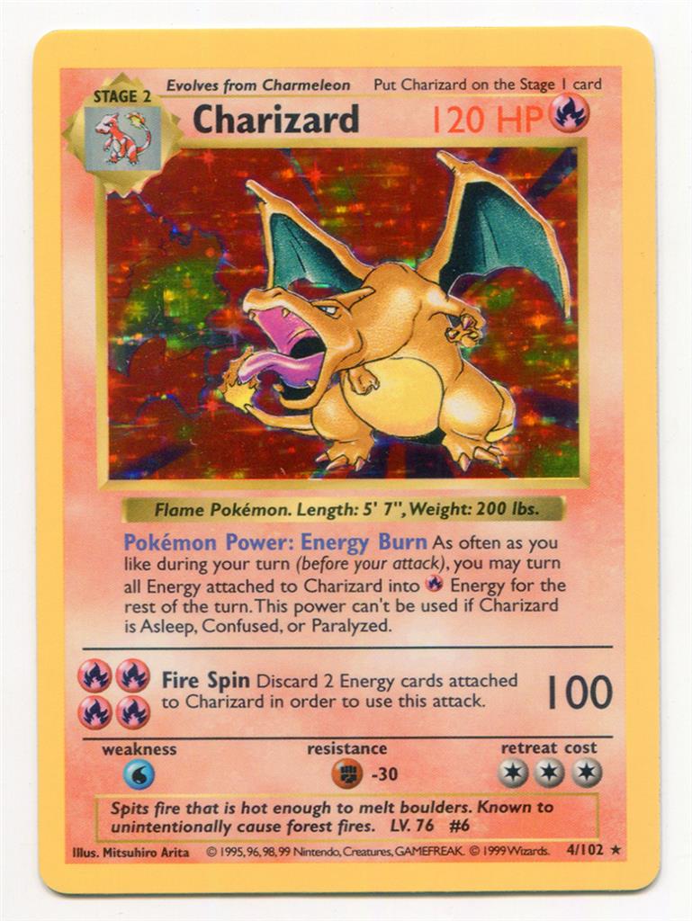 値下げ】【極美品】1999 ポケモンカード リザードン 4/102 ホロ