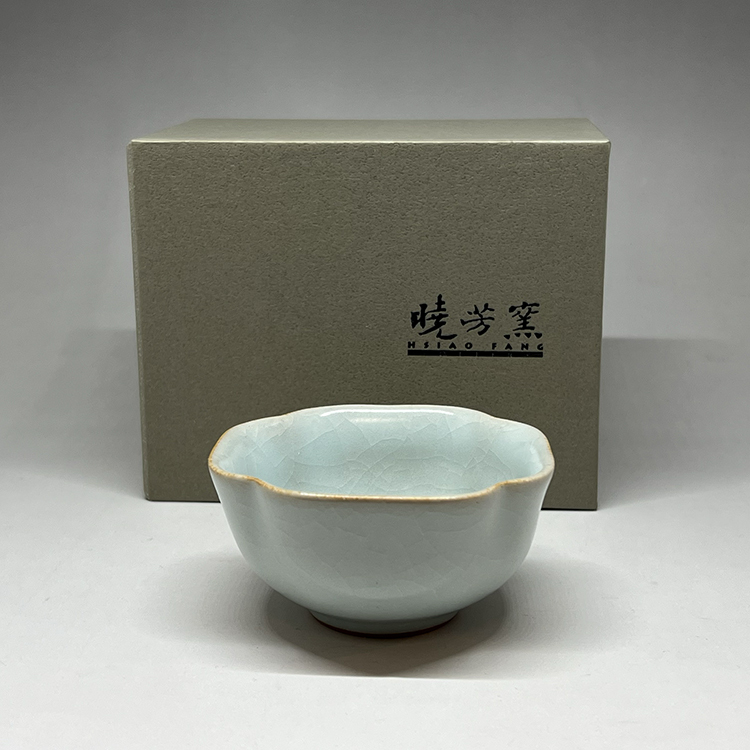 茶香自在】曉芳窯蔡曉芳大師汝窯天青菱四方杯汝瓷開片