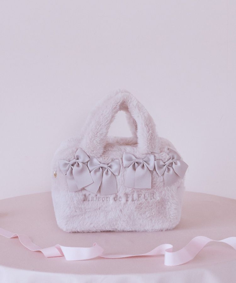 ピンクマニア2Wayファーリボンミニバッグ/Maison de FLEUR（メゾン ド