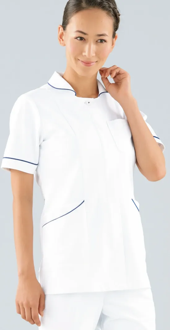 レディスジャケット半袖 KAZEN 100-28 白衣・診察衣・ナース服・介護服