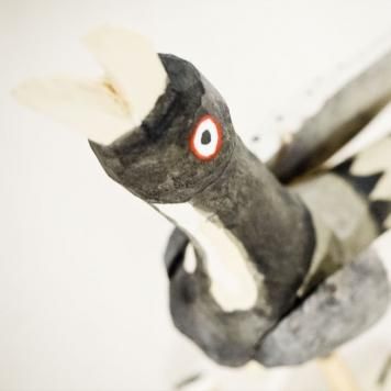 OAXACA Wood Carving Bird Small Black：オアハカ ウッドカービング