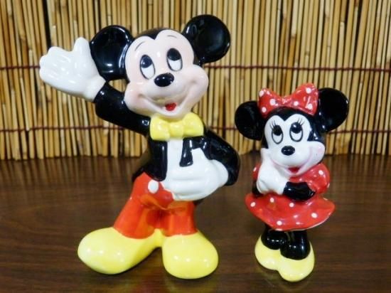 陶器製 東京ディズニーランド 人形置物（ミッキーマウス＆ミニーマウス