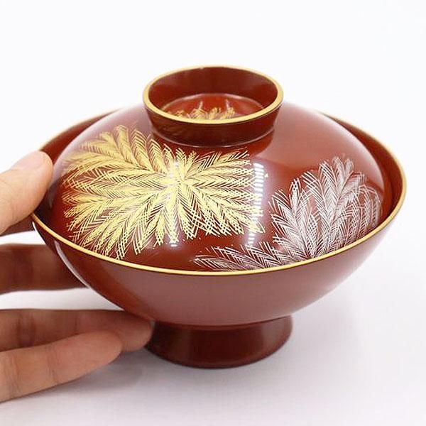 昭和初期輪島塗沈金さび朱色吹物椀美品