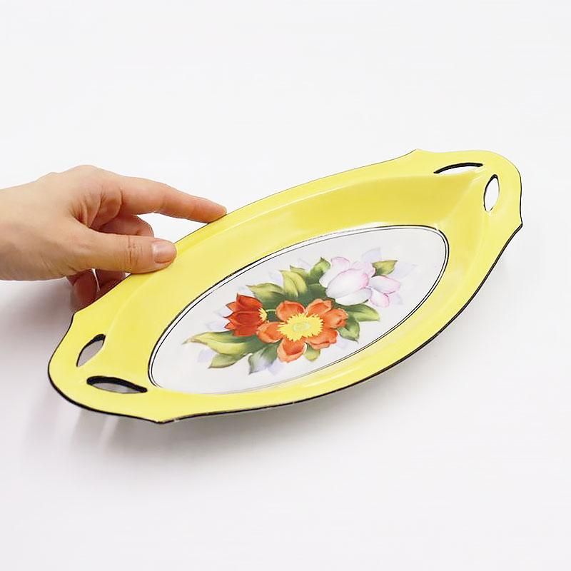 希少アールデコ花柄手描きセロリ皿 NORITAKE イエロー直径28.5 高さ4.5