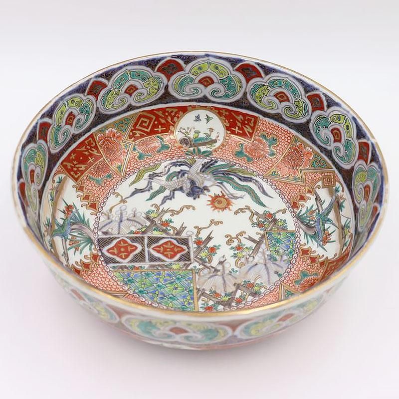 カラフル和食器｜大正時代のアンティーク大鉢｜直径26.5 高さ9.5