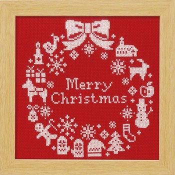 オリムパス 刺繍キット クロスステッチ クリスマスリース レッド X-100