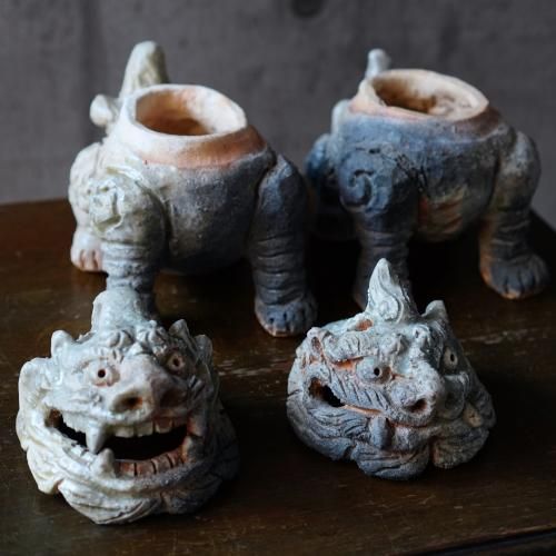 伊賀焼獅子香炉一対 新歓嗣【Galleryてとて】