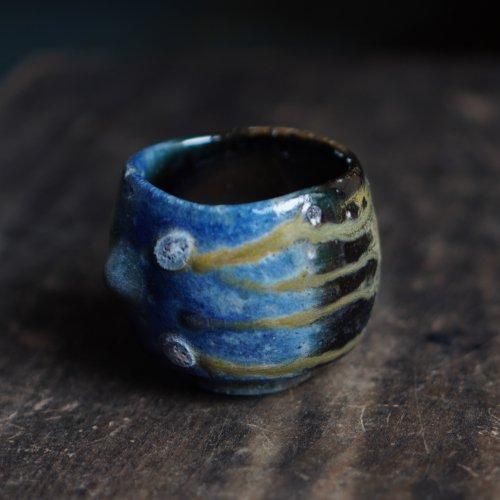 備前窯変蒼ぐい呑（共箱付） 馬場隆志【Galleryてとて】
