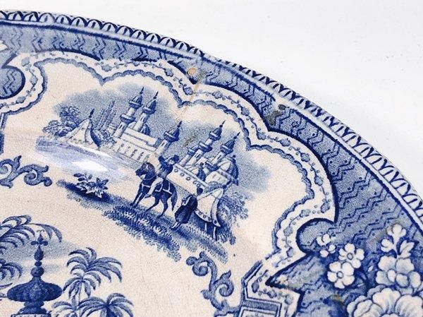 アンティークブルー平皿 重厚な存在感 1890年製