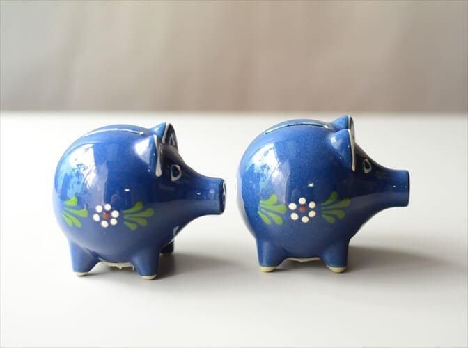 ドイツ製アンティークブタ貯金箱 かわいく癒される2個セット