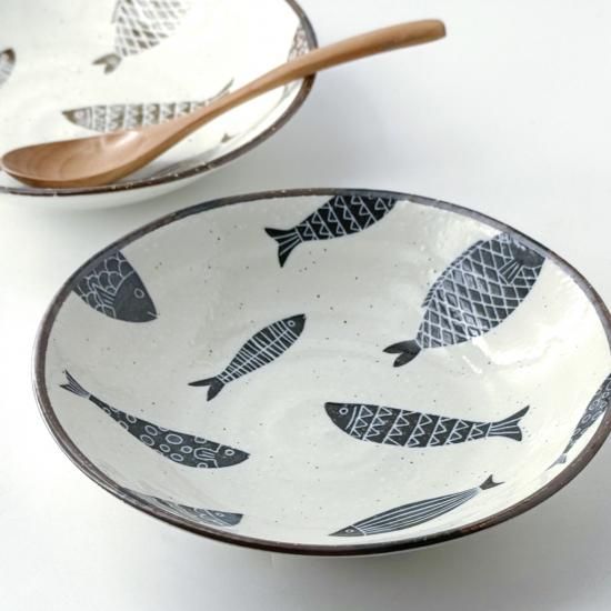 魚器-トットキ-深皿 | 可愛い魚柄の和風器 - 梅陶器