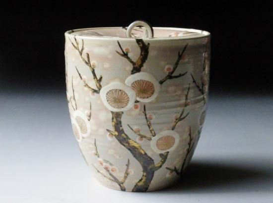乾山写 梅絵水指 (共箱) 中村秋峰 - 茶道具販売 栗林園