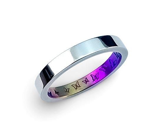 Hizm/輪舞秘蝶リング3mm幅 【彩雲色】/純チタン製/1~30号 - シルバー