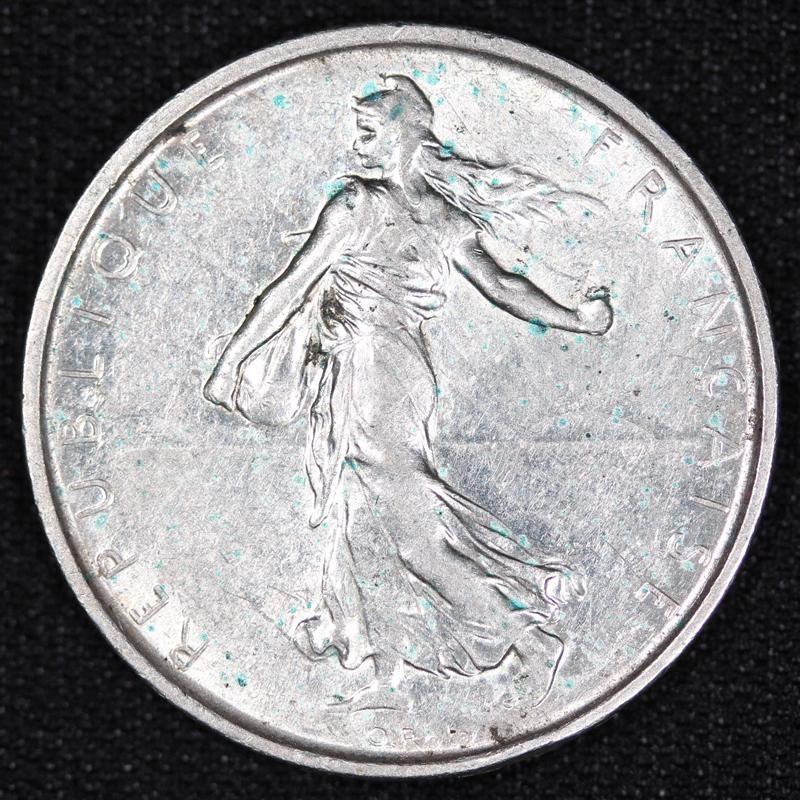 フランス France 第五共和政 種を蒔く人 La Semeuse 5フラン銀貨 1966年