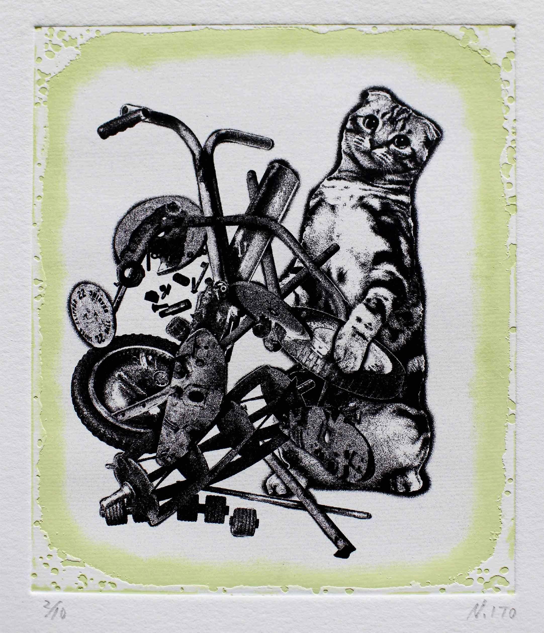 伊藤尚子 版画作品（銅版画）『月猫の遊び場(2)』＊シート - y art gallery