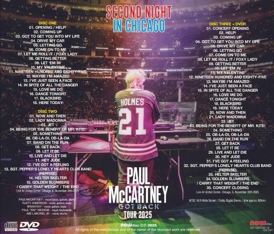 PAUL McCARTNEY / GOT BACK TOUR 2025 : SECOND NIGHT IN CHICAGO