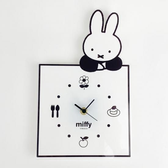 ミッフィー グッズ MIFFY インテリアクロック のっかり BK モノクロ