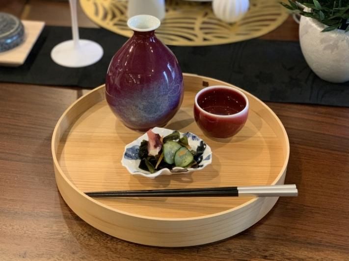 真右ェ門窯 辰砂 半酒器(木箱付)