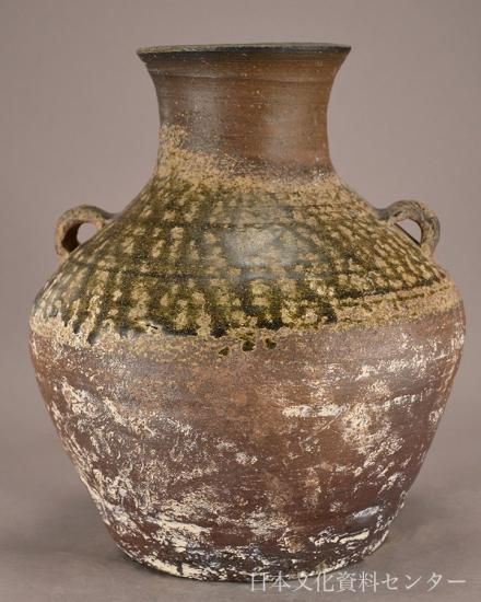 灰釉双耳壺(漢代)