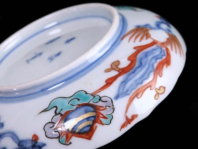 古伊万里 金襴手 鳳凰に花図 4寸皿 5枚セット