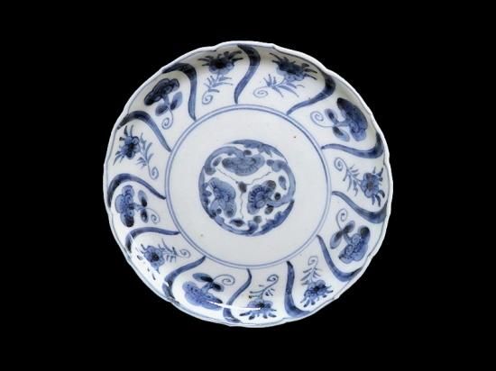 古伊万里 染付 なずな紋 霊芝紋図 6寸皿