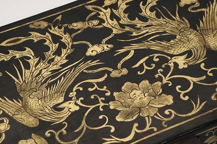 漆皮箱 文房具収納箱 黒漆金彩 鳳凰図 - 書道用具専門店 西本皆文堂