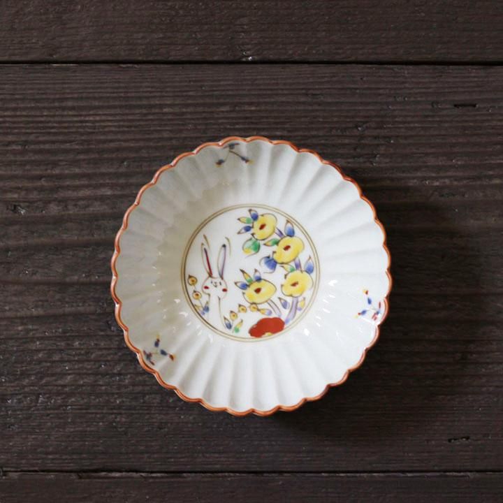 空萌工房 田口紀美子 うさぎガーデン 菊割鉢 白 中 - 作家ものの器と