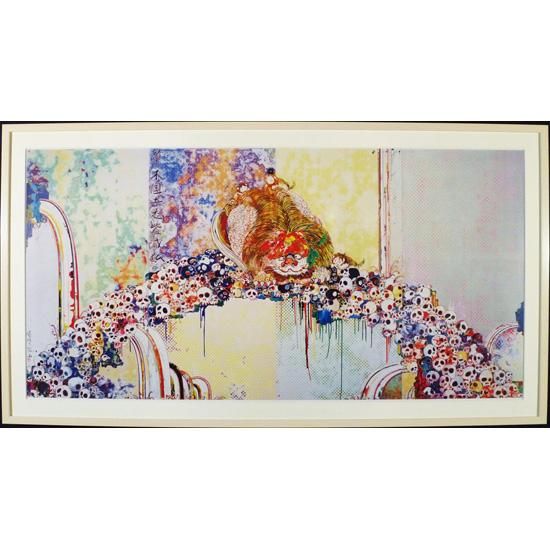 村上隆「死を見つめる幸運の獅子の図」絵画 額付 版画 - ギャラリー