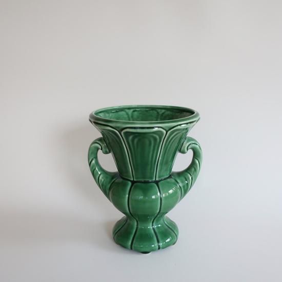 Vintage Ceramic Green Flower Vase/ビンテージ 陶器 グリーン