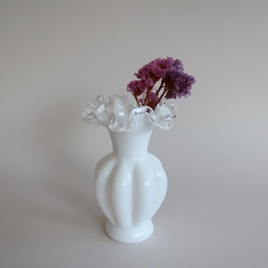 Vintage Fenton ruffle Silver Crest flower vase/ビンテージ