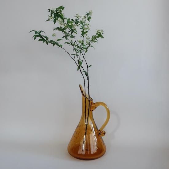 Vintage Amber Glass Large Flower Vase/ビンテージ アンバー ガラス