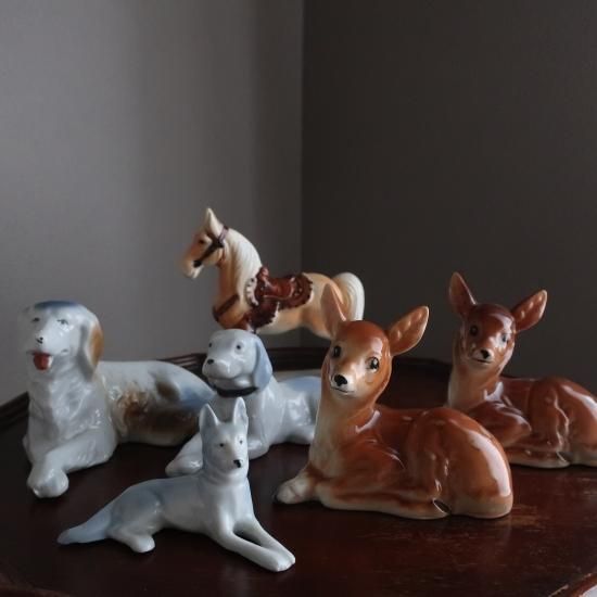 Vintage Ceramic Dog object/ビンテージ 陶器製 犬 オブジェ/置物(A905)