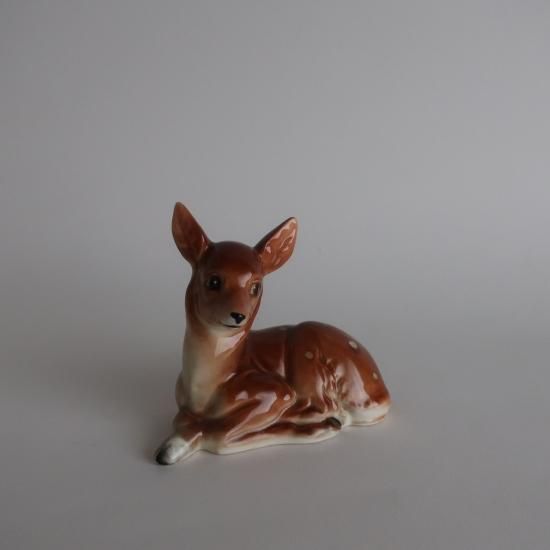 Vintage Ceramic Deer Object/ビンテージ 陶器製 鹿 オブジェ/置物(A908)